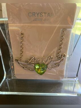 NWT Green Heart "Love" Wing Necklace